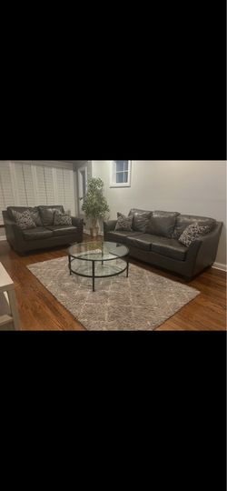 Gray leather sofa /Coach set (From Darvin Furniture)
