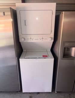 White Stacked Frigidaire Washer And Electric Dryer