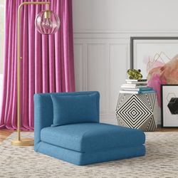 Blue linen convertible chair/sofa X 3