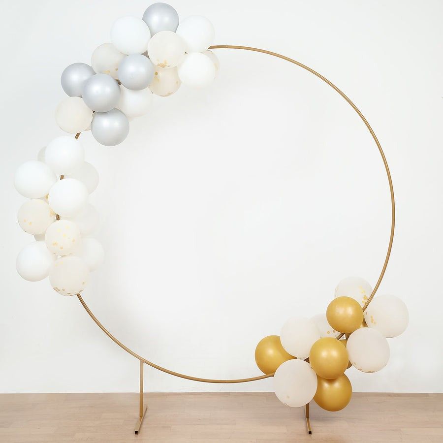 6.5ft Gold Metal Circle Wedding Arch Stand, Floral Balloon Garland Hoop, Round Backdrop Frame