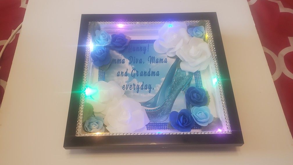 Custom Flower Shadow Box With Lights.