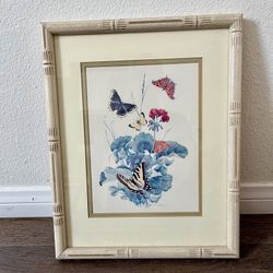 Framed Butterfly and Floral Art Print sine by Radovich