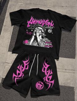 Black & Pink New York Graphic Tee and Shorts Set