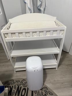 Baby Changing Table Set – Includes Changing Pad & Diaper Genie
