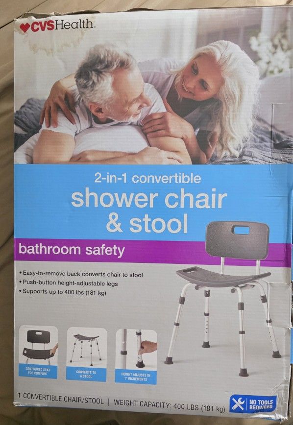 CVS Health - 2-in-1 Convertible Shower Chair & Stool