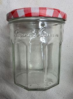 12 Bonne Maman Gingham checker lid jars