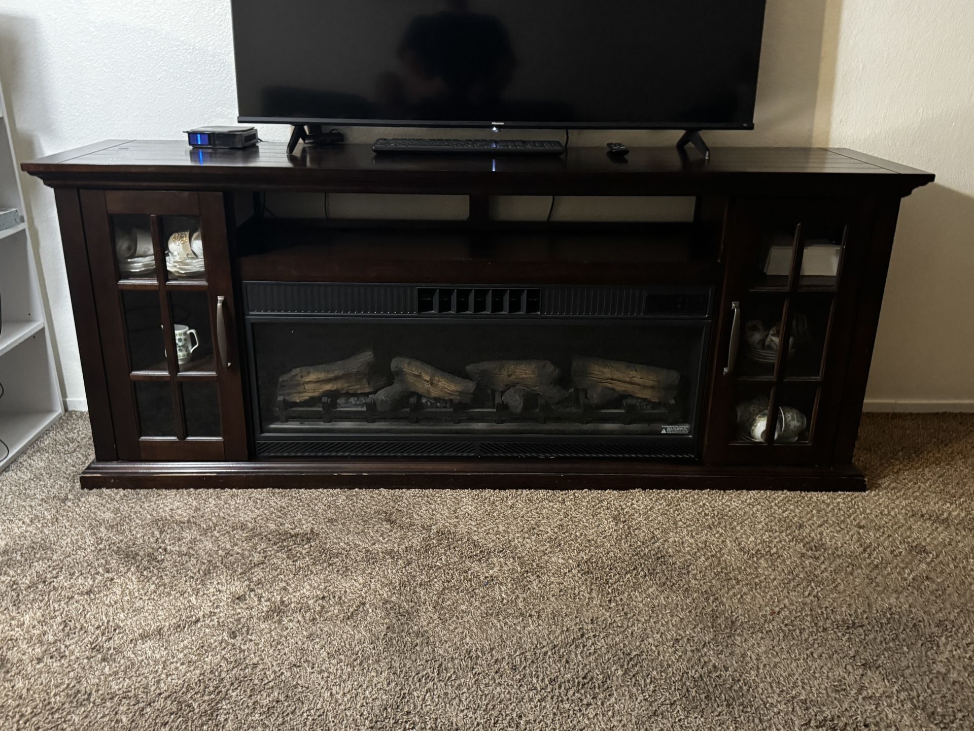 TV Stand Electric Fireplace and Fan
