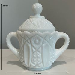 Vintage Anchor Hocking Milk Glass Prescott Pineapple Sugar Bowl with Lid