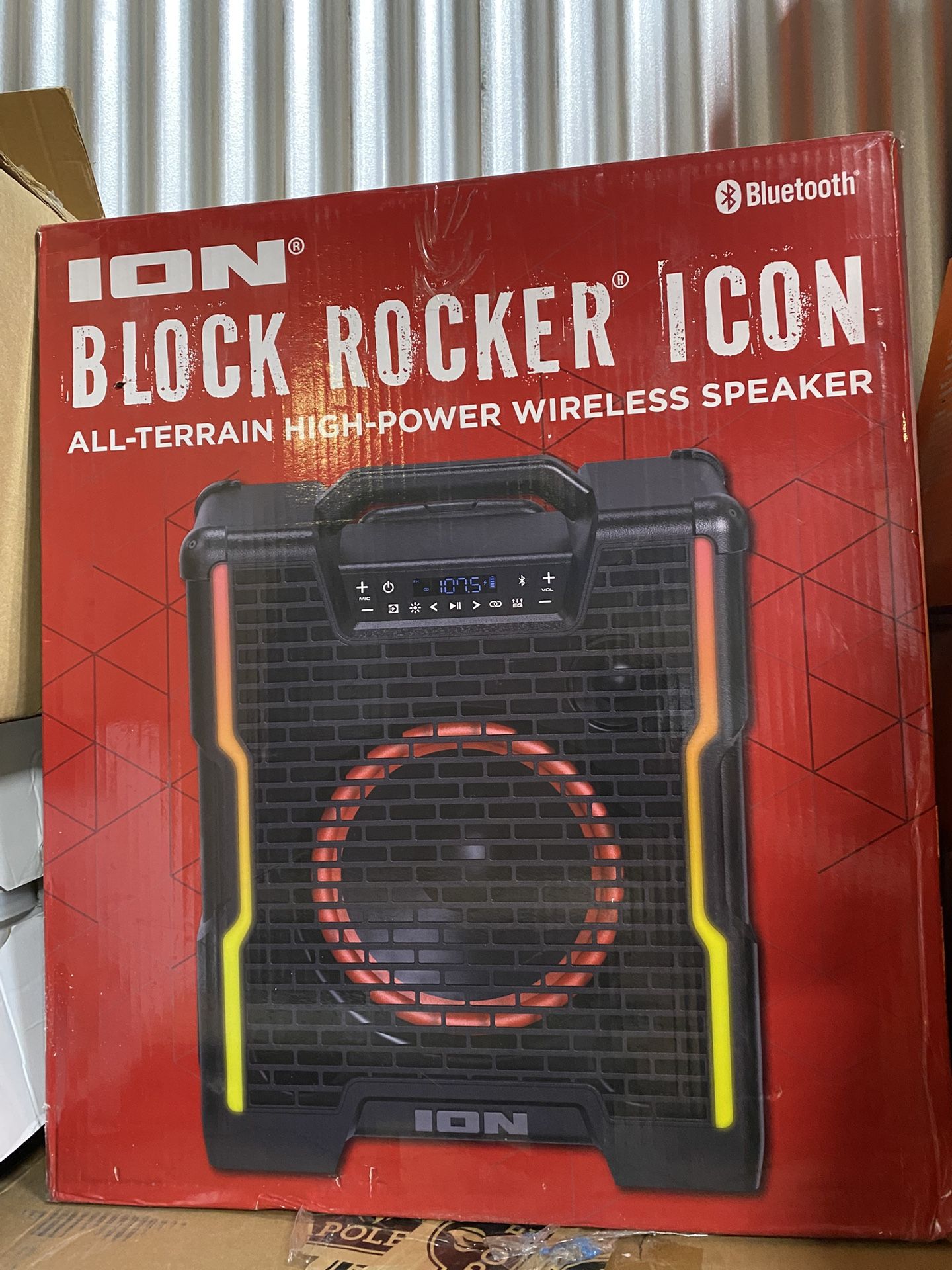 ION Block Rocker Icon All-Terrain Portable Bluetooth Speaker with Lights, FM Radio, and Stereo-Link, BLCKRCKRICONXUS