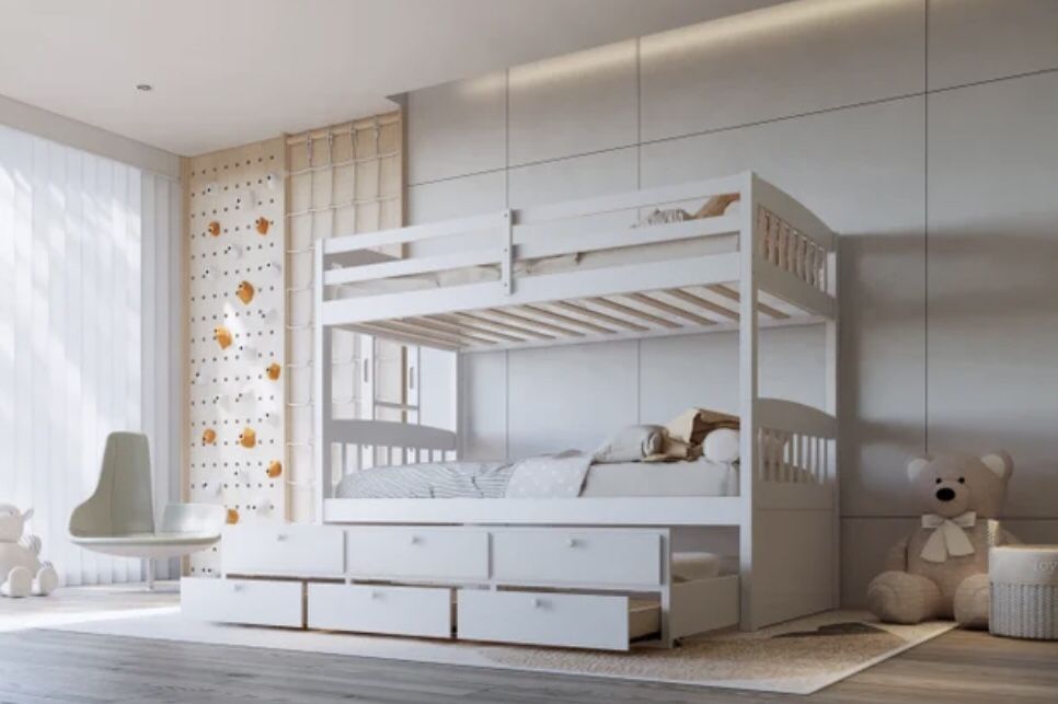 White Twin/Twin Bunk Bed