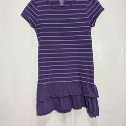 Children's place short dress, size 7/8 M. Purple, cute stripes. 