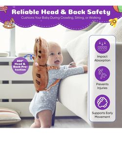 Baby Head Protector Backpack – Toddler Safety Cushion for Crawling & Walking – Infant Fall Protection Pillow with Adjustable Straps – Comes with Knee