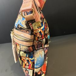 Michelle Obama Magazine Cover Collage Crossbody Bag Pink Faux Leather Purse NWT