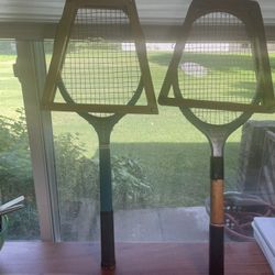 Vintage Tennis Rackets With Wood Covers