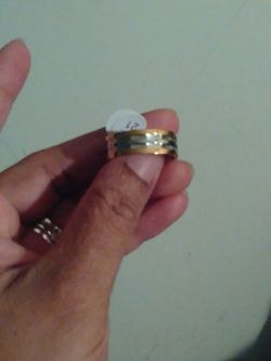 Stainless steel men's ring silver and gold