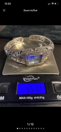 925 silver with 18K gold Robert Manse Bali cuff bangle watch  mother pear dial