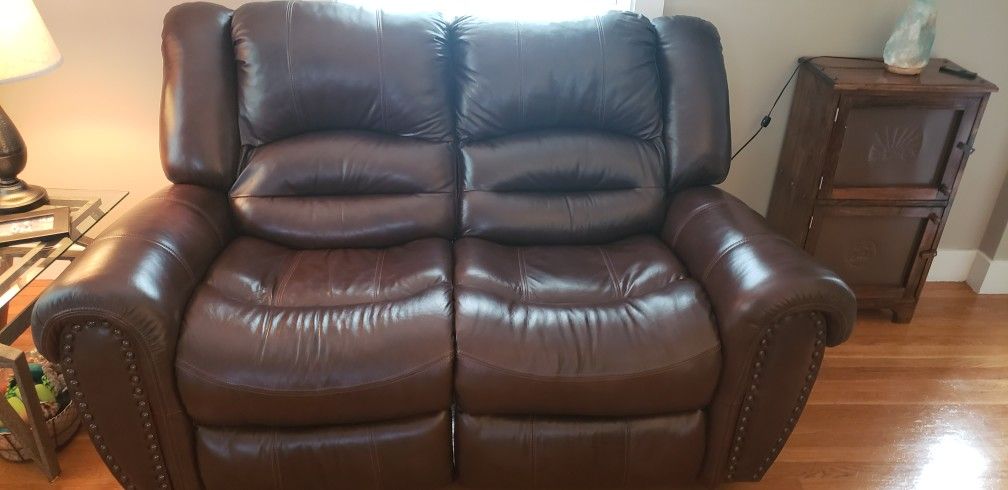Sofa and Loveseat Reclining Brown Leather