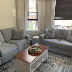 2 Grey Macy’s Ladlow Loveseats 