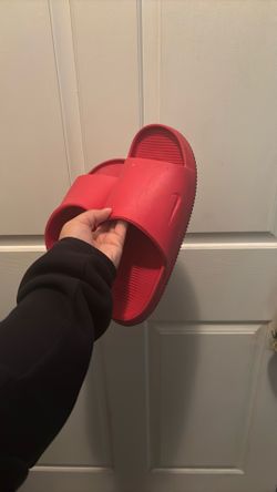 Red nike slides