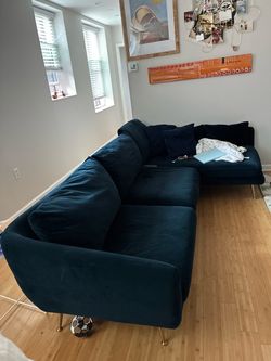 Navy Velvet Sectional
