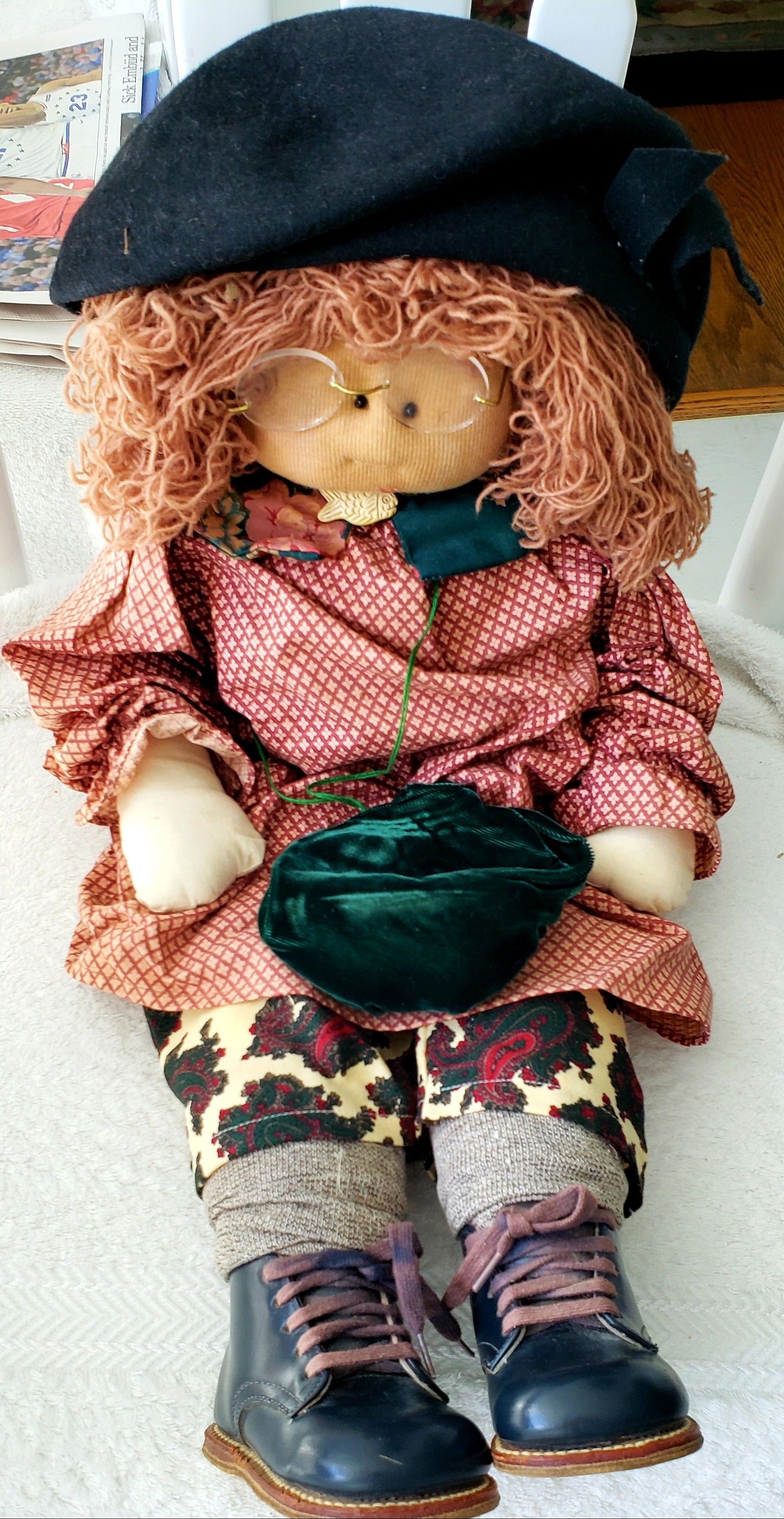 Hand made little girl doll with handmade clothes and real shoes