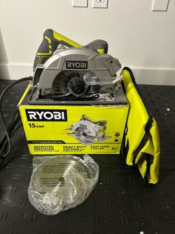 RYOBI 15 Amp Corded 7-1/4 in. Circular Saw with EXACTLINE Laser Alignment System, 24T Carbide Tipped Blade, and Bag