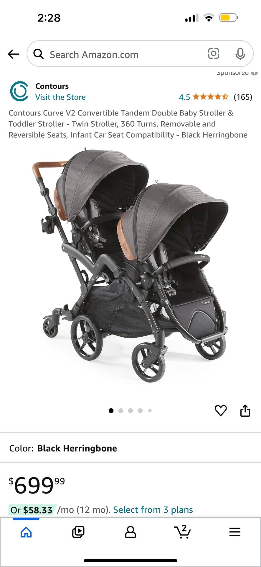 Contours Curve V2 Double Stroller