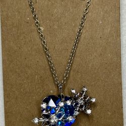 Blue Heart Snowflake Necklace