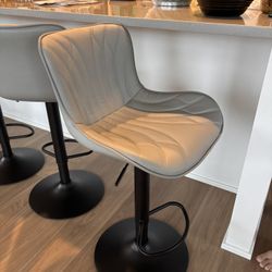 YOUNIKE Grey Bar Stools Modern Swivel Counter Height Bar Chair 