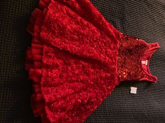Girls Red Rose Dress