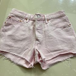 LEVI'S 501 27 NWT Pink Denim High Rise Waist Cut Off Jean Shorts Cutoffs New