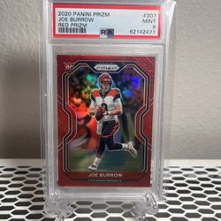2020 JOE BURROW PANINI PRIZM #307 RED PRIZM RETAIL SSP PSA 9 RC ROOKIE BENGALS