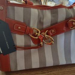 Francesco Biasia Leather & Canvas Tote NEW w/Tags