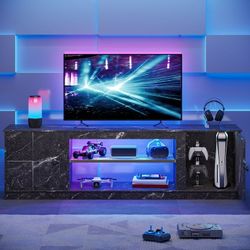 *Brand New* LED TV Stand for TVs up to 70", Large Gaming Entertainment Center, Black Marble