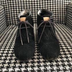 Tom’s Black Suede Wedge Booties Sz. 8. $15 OBO