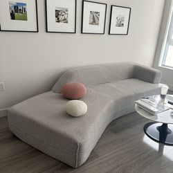 110” Curved Boucle Couch (comes w/pillows) - Original price was $700