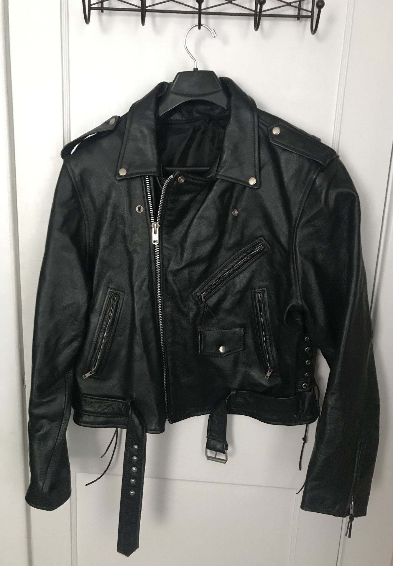 Leather motorcycle jacket