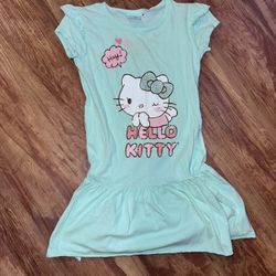 Girls size 8 Sanrio Hello Kitty Short Sleeve tutu t-shirt Top graphic Print mint