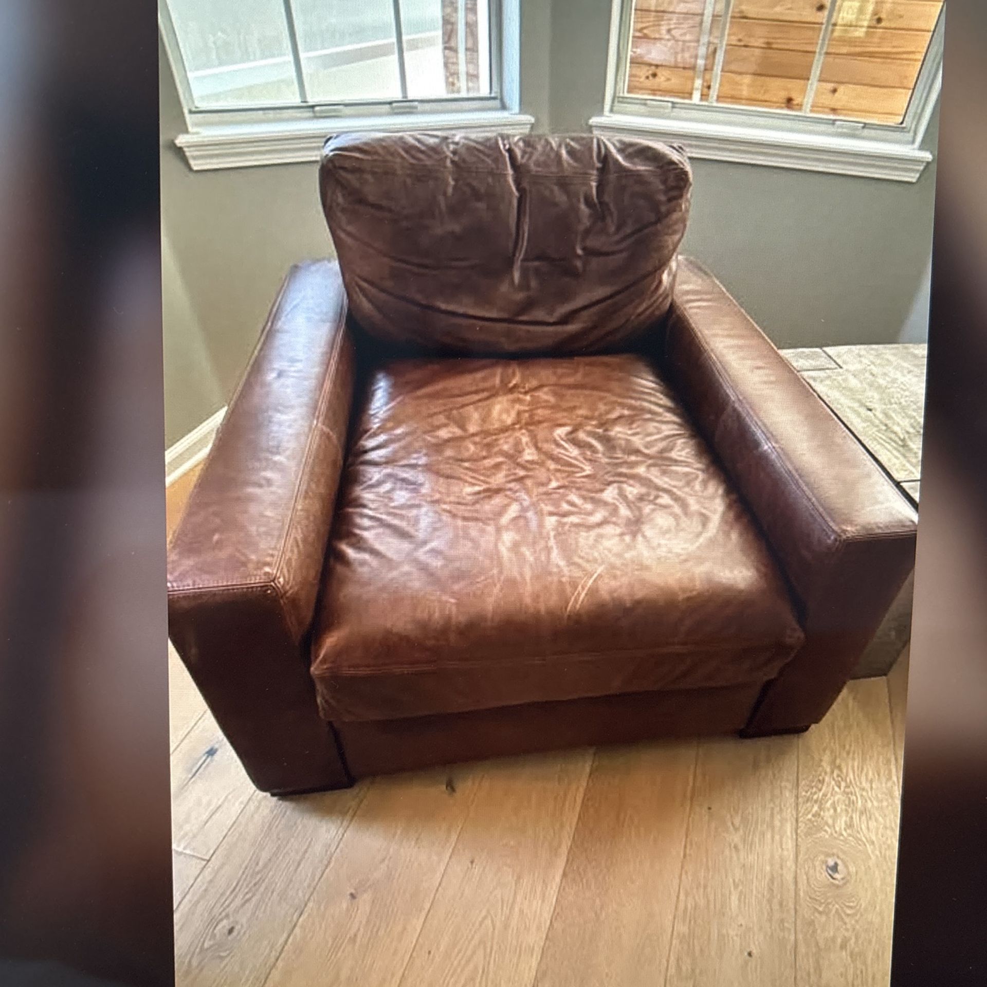 Restoration Hardware Leather Chair, Luxe Version, Down Filled, Italian Berkshire, Leather
