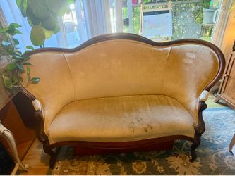 Vintage gold Victorian wood sofa