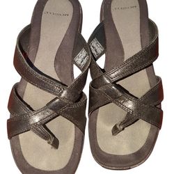Merrell Sundial Cross Sport Strappy Sandals Black Leather Slip On Wedge Womens 7