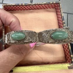 Vintage Chinese Silver / Jades Bracelet 