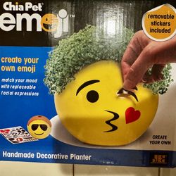 New - Chia Pet Emoji Winky with Seed Pack, Decorative Pottery Planter, Easy to Do and Fun to Grow, Novelty Gift, Perfect for Any Occasion 