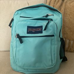 Jansport Backpack Fits 15” Laptop Zipper Pockets TEAL - BIG 