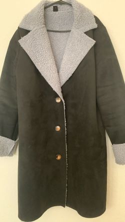 Black/ Gray Women Overcoat 