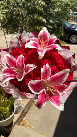 Red Rose and Lily Bouquet
