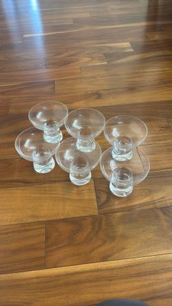 Lot Of 6 Martini Or Margaritas Clear Glass Cup