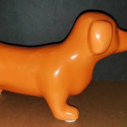 Ceramic Dachshund Weiner Dog Statue / Figure - Orange 