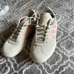 Adidas Light Gray With Pink Stripes - 8.5