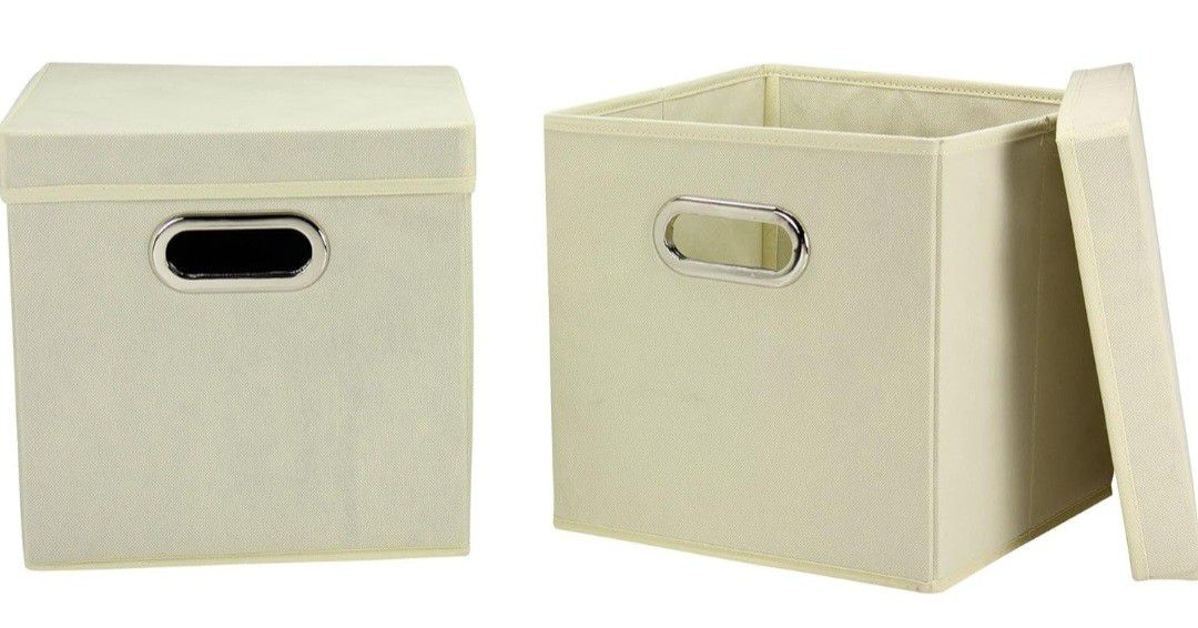 16 Decorative Storage Cube Set Removable Lids Natural Boxes Cubbies